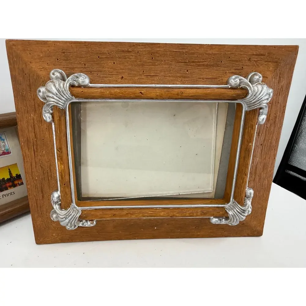 Wood Picture Frame Lot 3.5x10 Panoramic 4x6 Silver Accent Tabletop Decor